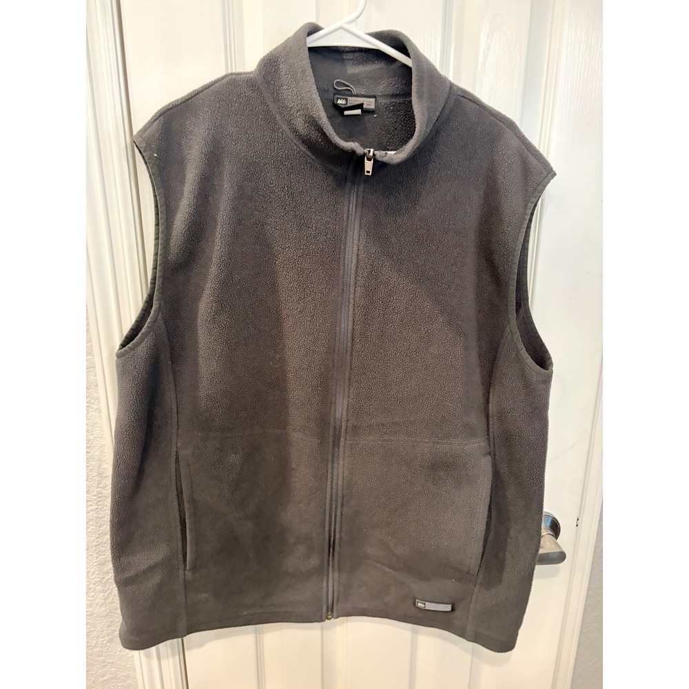 REI Fleece Vest Gray Full Zip Mock Neck Sleeveless Jacket Hiking Mens XL